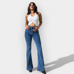 Adéla Elegant Denim Flare Velmi Vysoký Pas Evase