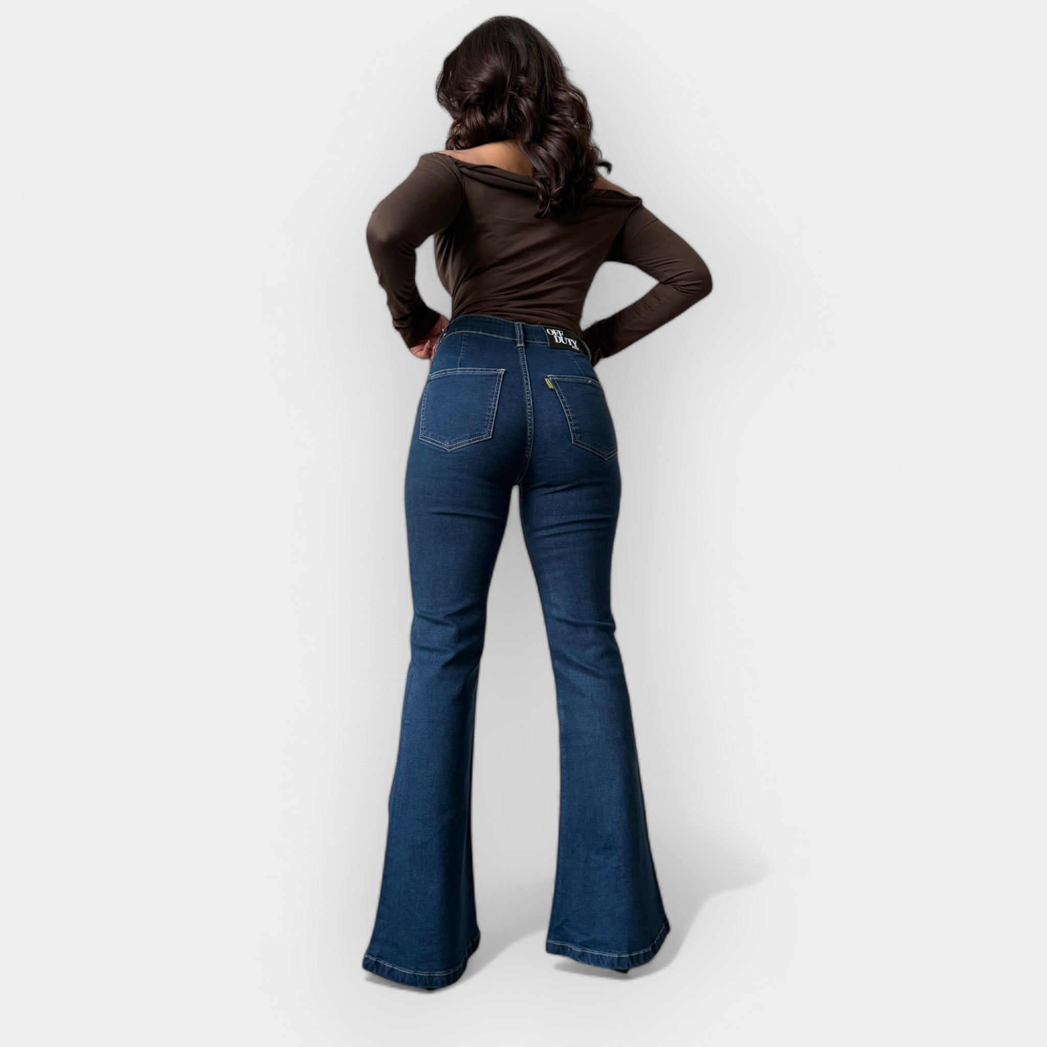 Adéla Elegant Denim Flare Velmi Vysoký Pas Evase