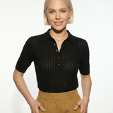 Amy Hladký Pletený Polo Halenka