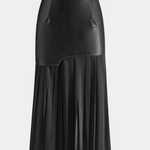 Asymetrická maxi sukně z chiffon a syntetické kůže