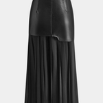 Asymetrická maxi sukně z chiffon a syntetické kůže
