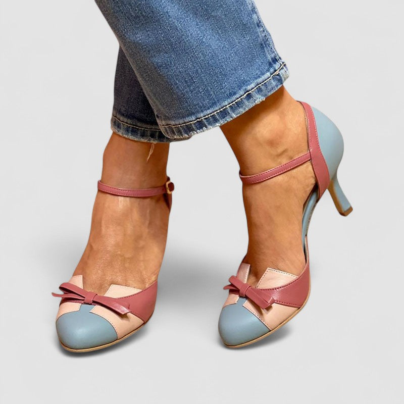Bellarosa - Barevné sandály s uzlem a pásky, s kulatou špičkou