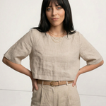 Boxy lněný crop top