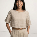Boxy lněný crop top
