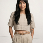 Boxy lněný crop top