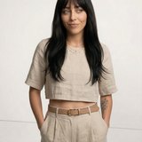 Boxy lněný crop top