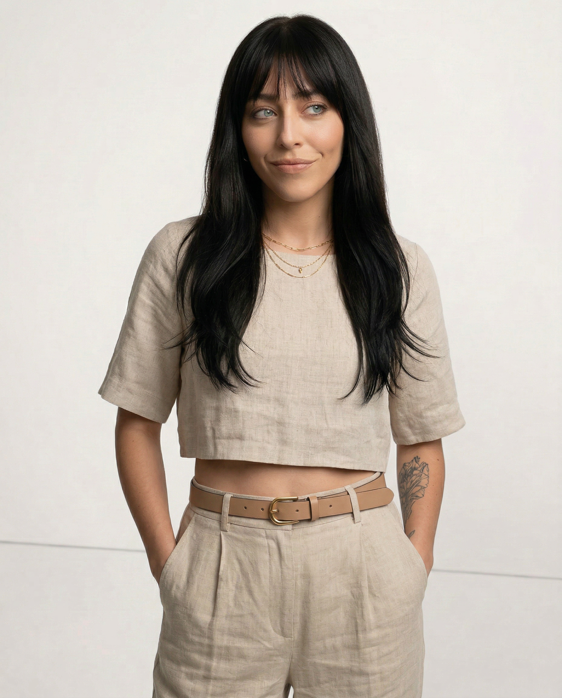 Boxy lněný crop top