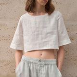 Boxy lněný crop top