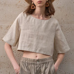 Boxy lněný crop top