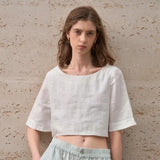 Boxy lněný crop top