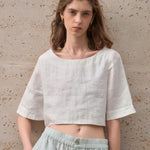 Boxy lněný crop top