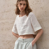 Boxy lněný crop top
