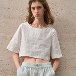 Boxy lněný crop top