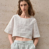 Boxy lněný crop top