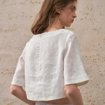 Boxy lněný crop top
