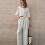 Boxy lněný crop top