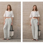 Boxy lněný crop top