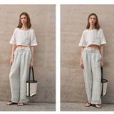 Boxy lněný crop top