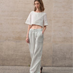 Boxy lněný crop top