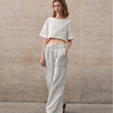 Boxy lněný crop top