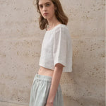 Boxy lněný crop top