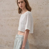 Boxy lněný crop top