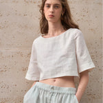 Boxy lněný crop top