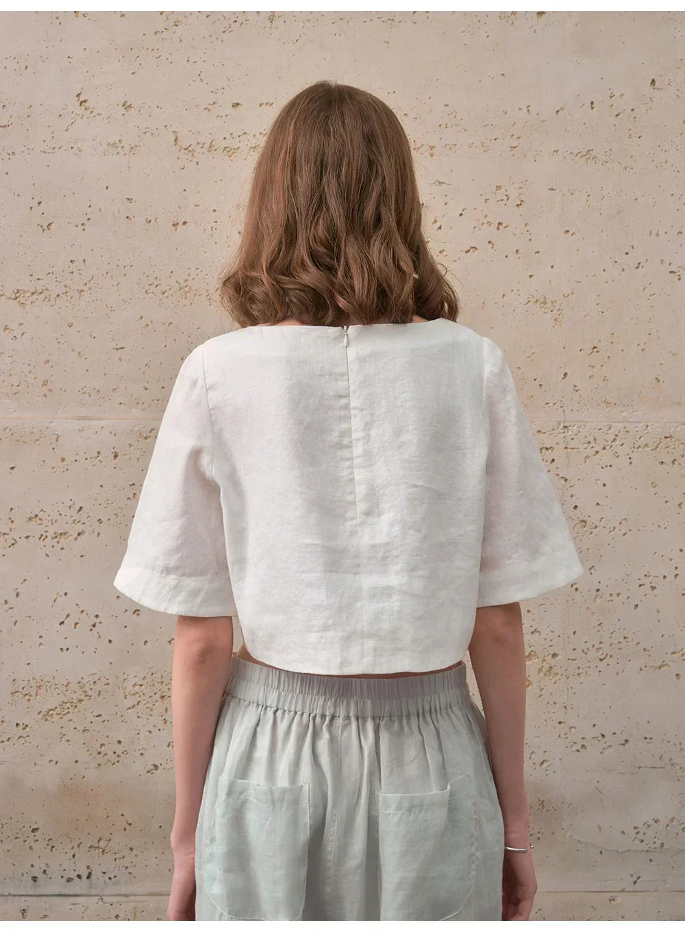 Boxy lněný crop top