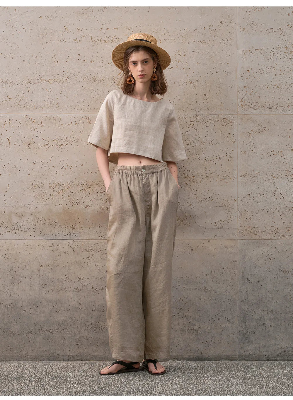 Boxy lněný crop top