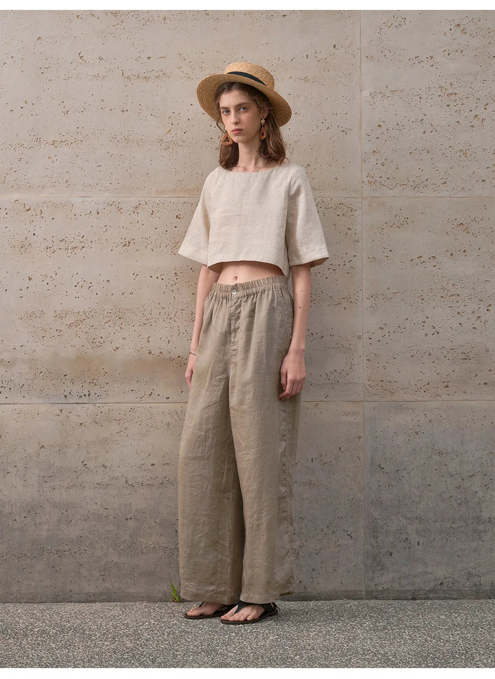 Boxy lněný crop top