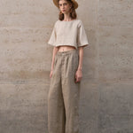 Boxy lněný crop top