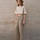 Boxy lněný crop top