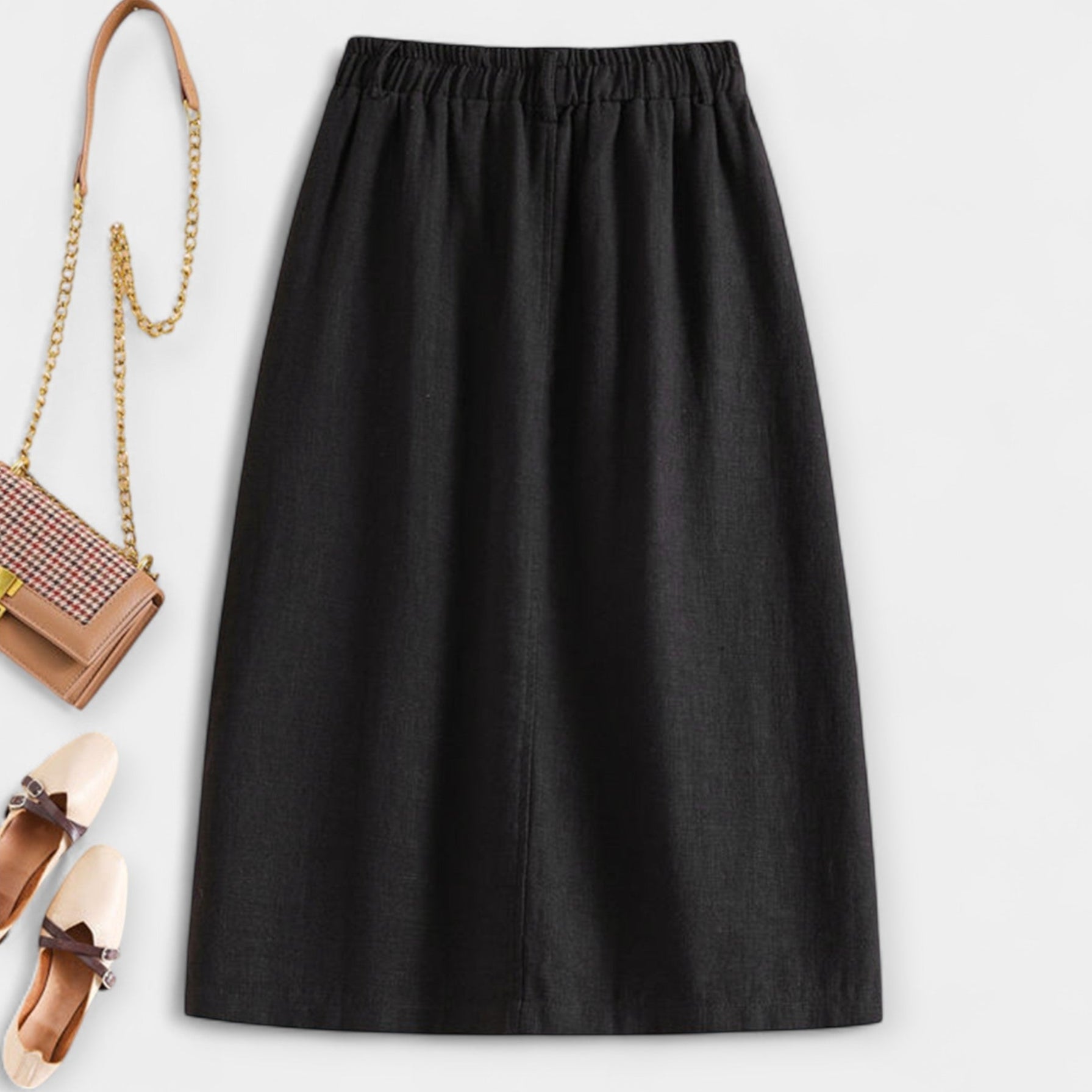 Elegantní Vintage Midi Sukně Magdaléna s Předními Kapsami