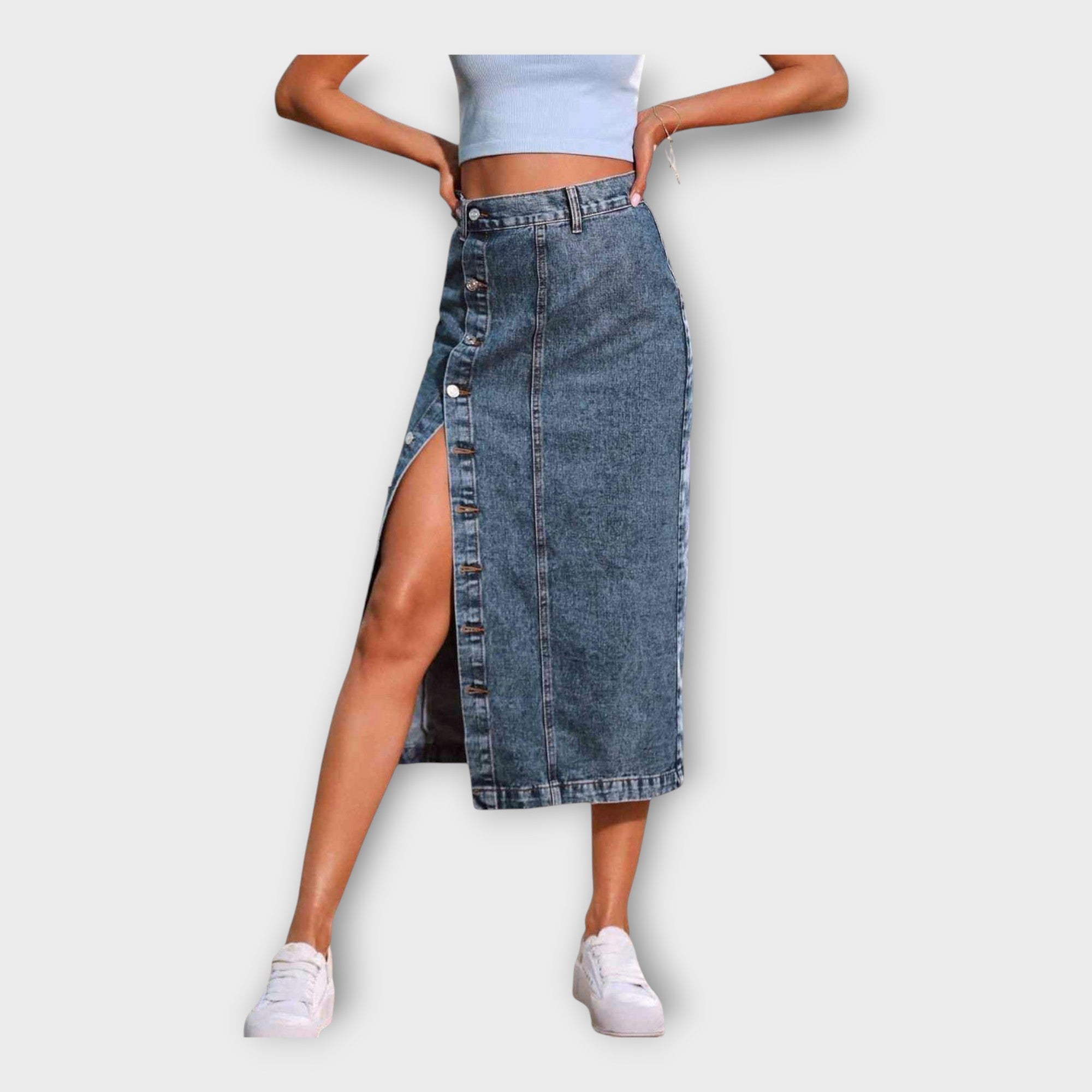 Karolína Sofistikovaná Maxi Sukně s Knoflíky
