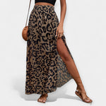 Karolína Sofistikovaná Midi Sukně s Leopardem a Rozparkem