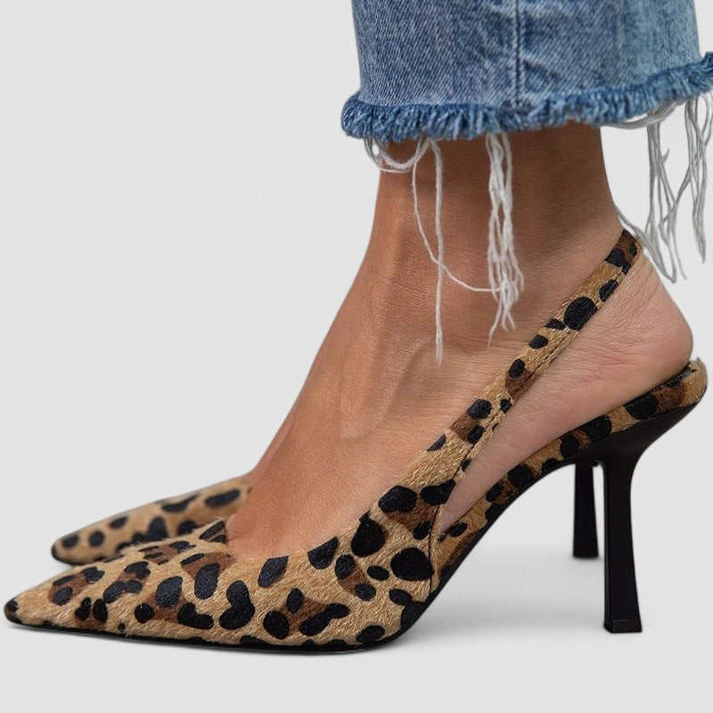 Liorina - Khaki lodičky s leopardím vzorem a špičatou špičkou