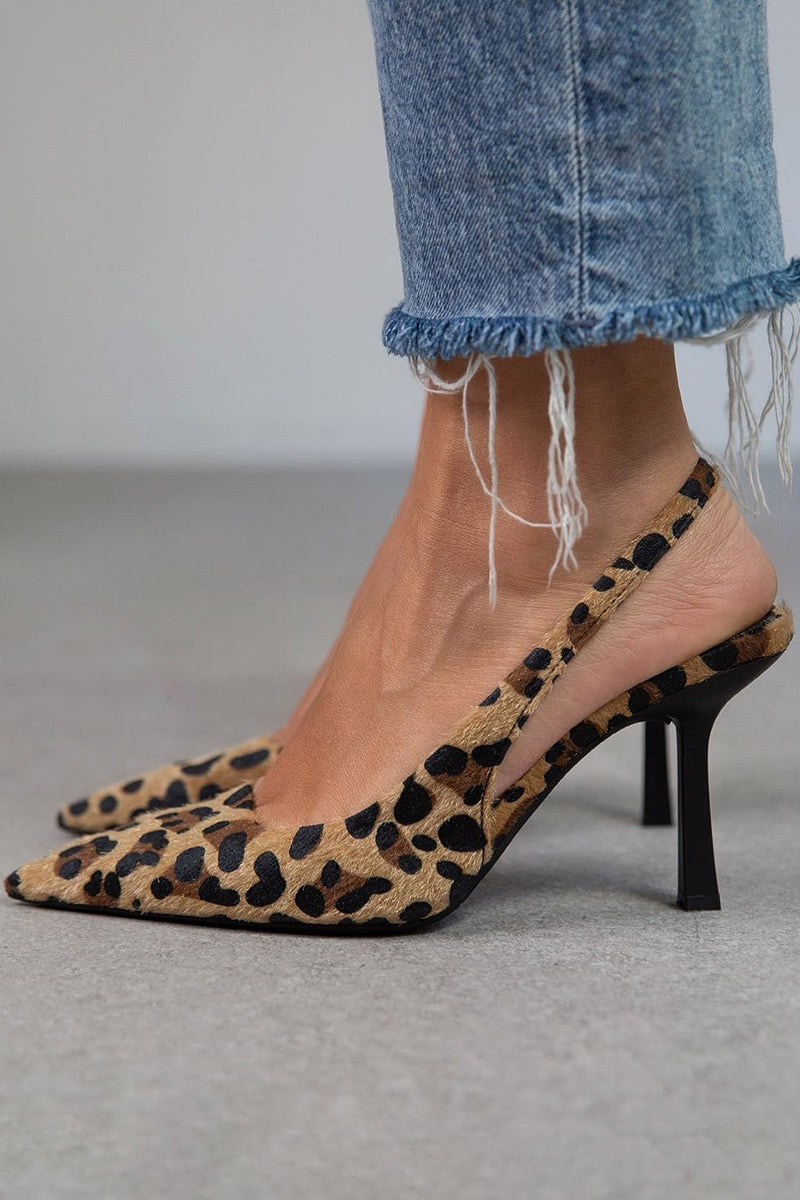 Liorina - Khaki lodičky s leopardím vzorem a špičatou špičkou
