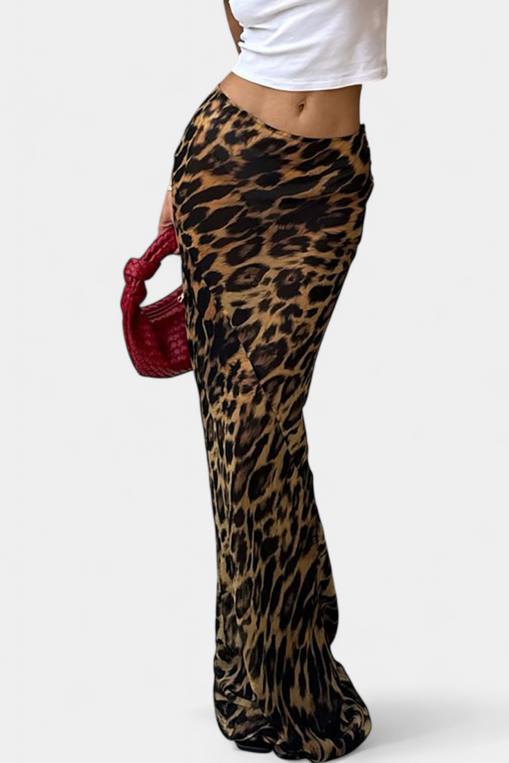 Maxi úzká sukně s leopardím potiskem