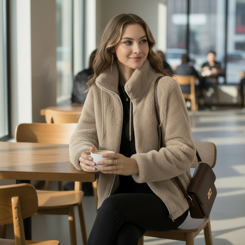Mila | Luxusní plyšová zipová bunda