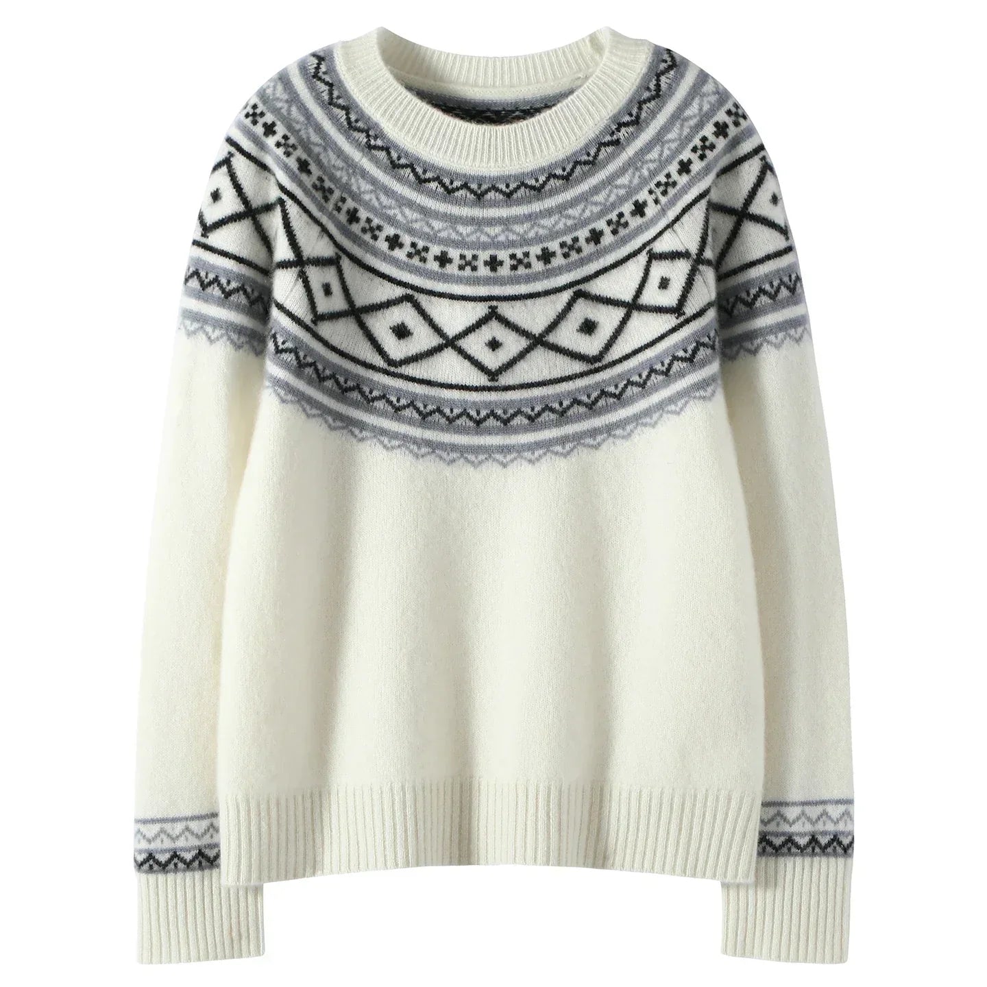 Norvale Alpinský Jacquard Kašmírový Pletený Svetřík