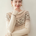 Norvale Alpinský Jacquard Kašmírový Pletený Svetřík