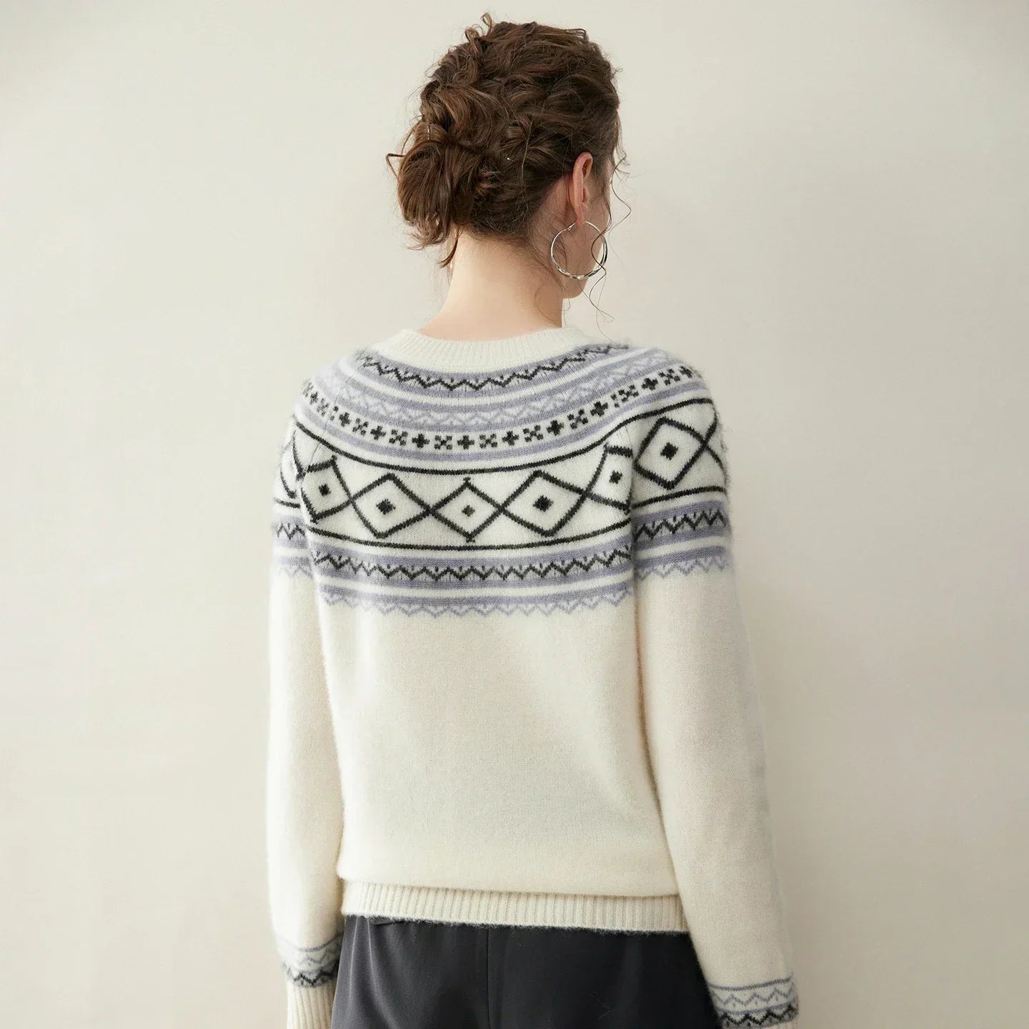 Norvale Alpinský Jacquard Kašmírový Pletený Svetřík