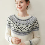 Norvale Alpinský Jacquard Kašmírový Pletený Svetřík