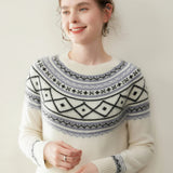 Norvale Alpinský Jacquard Kašmírový Pletený Svetřík