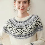 Norvale Alpinský Jacquard Kašmírový Pletený Svetřík