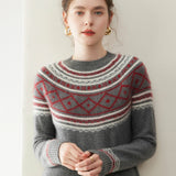 Norvale Alpinský Jacquard Kašmírový Pletený Svetřík