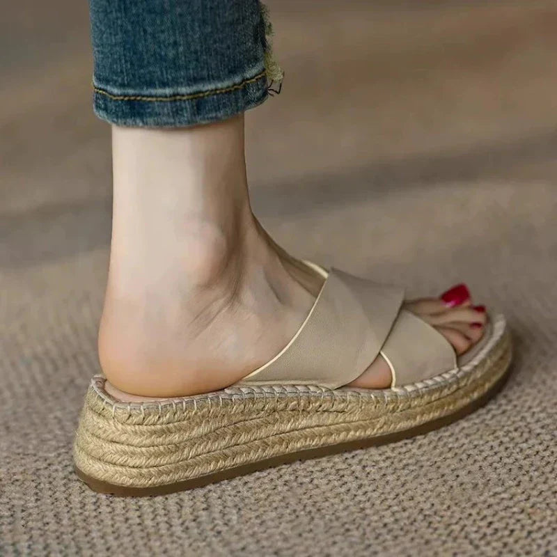 Sorella Tkané Kožené Platformové Sandály