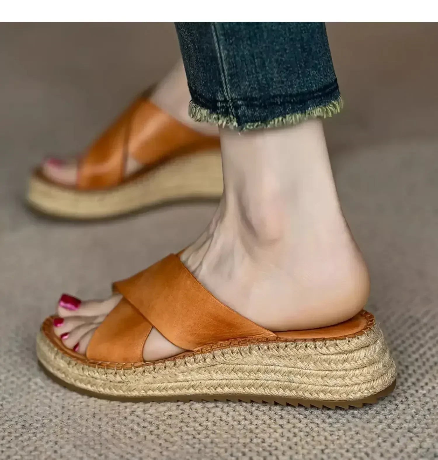 Sorella Tkané Kožené Platformové Sandály