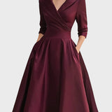 Tereza | Elegantní midi šaty s dlouhými rukávy