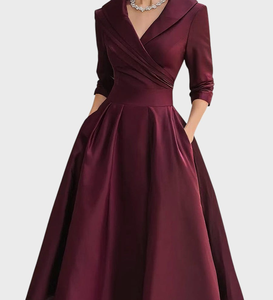 Tereza | Elegantní midi šaty s dlouhými rukávy
